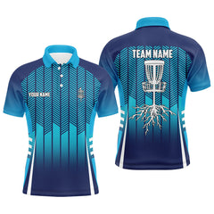 Maxcorners Personalized Sport Style Blue Gradient Mens Disc Golf Polo Shirt Cool Golf Tops For Men Golf Gifts MT0510