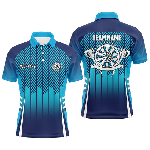 Maxcorners Personalized Sport Style Blue Gradient Mens Darts Polo Shirt Cool Darts Jersey For Men