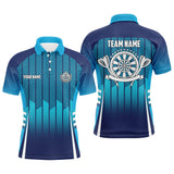 Max Corners Sport Style Blue Gradient Customized Name 3D Darts Polo Shirt For Men