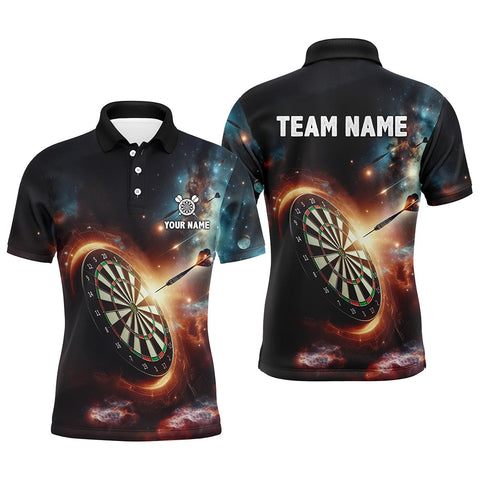 MaxCorners Darts In Galaxy Customized Name, Team Name 3D Polo Shirt For Men