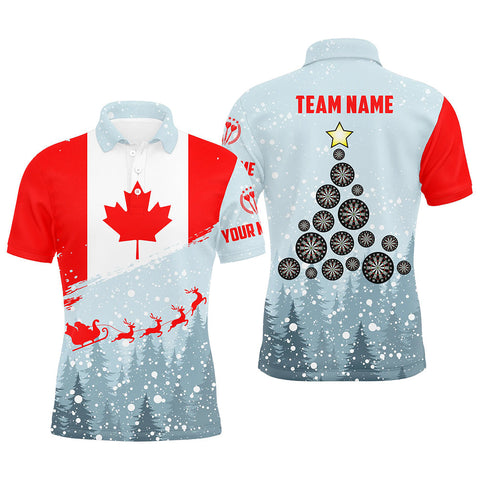 Maxcorners Personalized Christmas Canada Flag Darts Polo Shirt