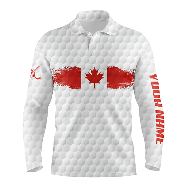 Maxcorners Golf Retro Canadian Flag Customized Name 3D Polo Shirt Unisex