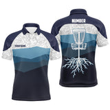 Maxcorners Navy Blue Mountains Disc Golf Mens Polo Shirt Custom Disc Golf Shirts For Men Cool Golf Gifts MT0510