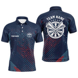 Max Corners Red Blue Geometric Pattern Customized Name 3D Darts Polo Shirt For Men