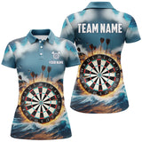 Maxcorners Fire And Water Blue Womens Darts Polo Shirt Custom Darts Shirt For Women Dart Jerseys