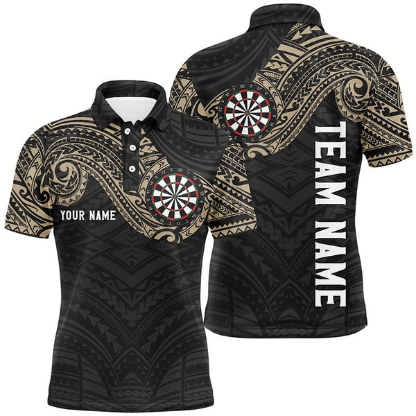 Max Corners Champion Tribal Black Customized Name 3D Darts Polo Shirt For Men