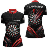 Maxcorners Black&Red Sport Womens Darts Polo Shirt Custom Darts Shirt For Women Cool Dart Jerseys