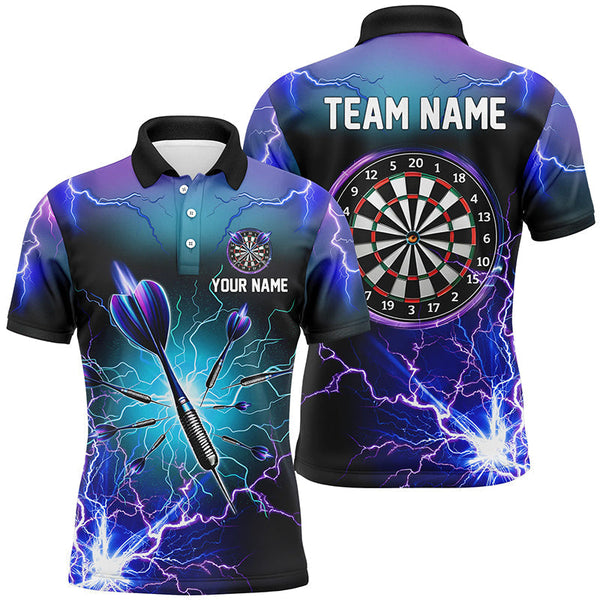 Maxcorners Blue & Purple Thunder Lightning Darts Jerseys Polo Shirt, Custom Dart Shirts For Men & Women LM103