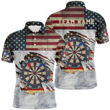 Maxcorners Retro American Flag Darts Polo Shirt Custom Name Patriotic Darts Jerseys