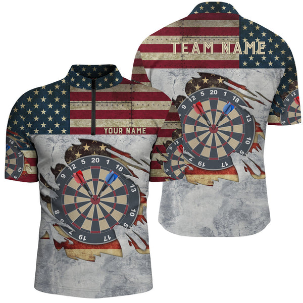 Maxcorners Retro American Flag 3 Darts Personalized Name And Team Name 3D Shirt