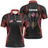 Max Corners Black Red Sport Style Customized Name 3D Darts Polo Shirt For Men