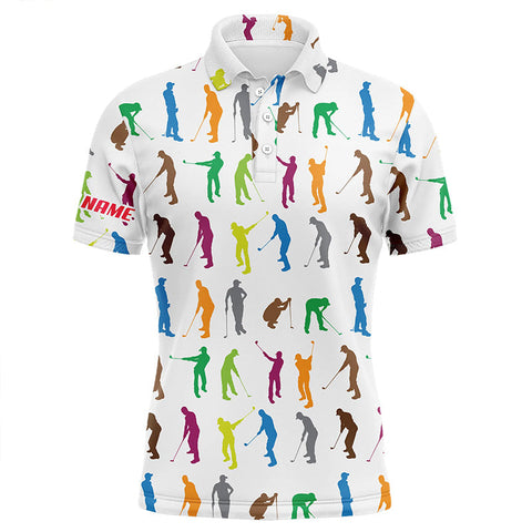 MaxCorners Golfs Colorful Golfers Customized Name 3D Polo Shirt For Men