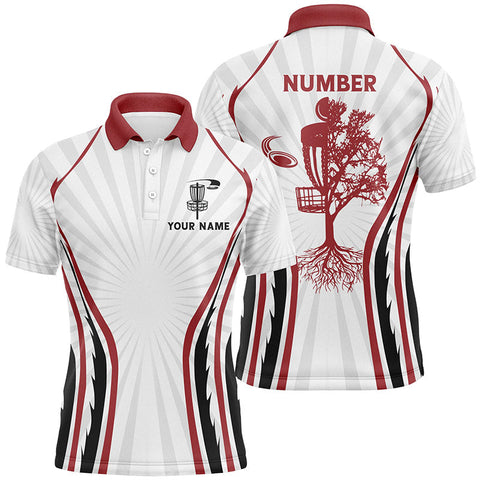 Maxcorners Retro Red Fire Disc Golf Mens Polo Shirt Personalized Disc Golf Shirts For Men Disc Golf Basket MT0510