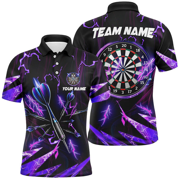 Maxcorner Lighning Thunder Darts Board Customized Name And Team Name 3D Polo Shirt For Men