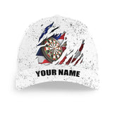 Maxcorners Darts American Flag White Grunge Personalized Name 3D Cap