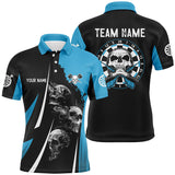 Maxcorners Skull Strike Personalized Darts Polo Shirt Black Blue Custom Skull Dart Jerseys For Men