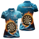 Maxcorners Fire And Water Blue Womens Darts Polo Shirt Darts Shirt For Women Dart Jerseys