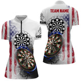 Maxcorners Smoky American Flag Darts Polo Shirt Custom Patriotic Darts Shirt For Women Dart Jerseys