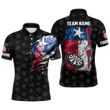 Maxcorners Smoke Texas Flag Polo Shirt Custom Patriotic Darts Shirt For Men Dart Jerseys