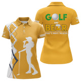 Max Corners Golf And Beer That'S Why I'M Here Yellow Customized Name 3D Golf Polo Shirt For Women