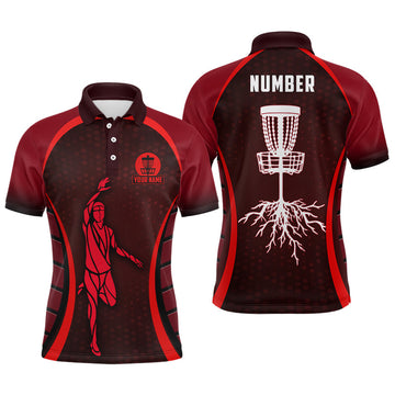 Maxcorners Mens Red Golf Polo Shirts, Custom Cool Golf Shirts Disc Golf Shirts For Men, Cool Golf Gifts MT0510