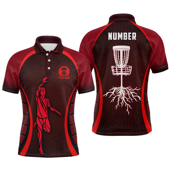 Maxcorners Mens Red Golf Polo Shirts, Custom Cool Golf Shirts Disc Golf Shirts For Men, Cool Golf Gifts MT0510