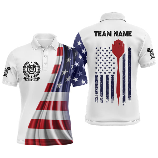 Maxcorners 3D American Flag Darts Polo Shirt Custom Patriotic Darts Shirt Dart Jerseys