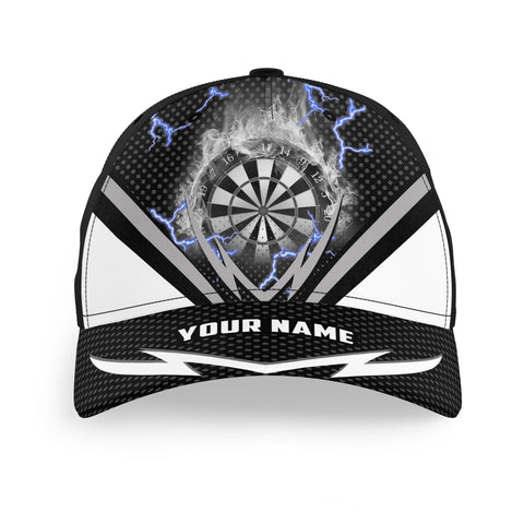 Maxcorners Darts Black White Thunder Lightning Personalized Name 3D Cap