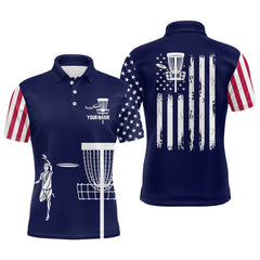 Maxcorners American Flag Mens Golf Polo Shirts, Custom Patriotic Disc Golf Shirts For Men, Cool Golf Gifts MT0510