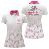 Max Corners Pink Flamingo Tropical Customized Name 3D Golf Polo Shirt For Women