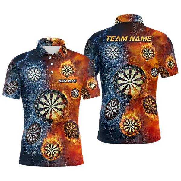 Max Corners Fire And Water Dartboard Customized Name 3D Darts Polo Shirt For Men