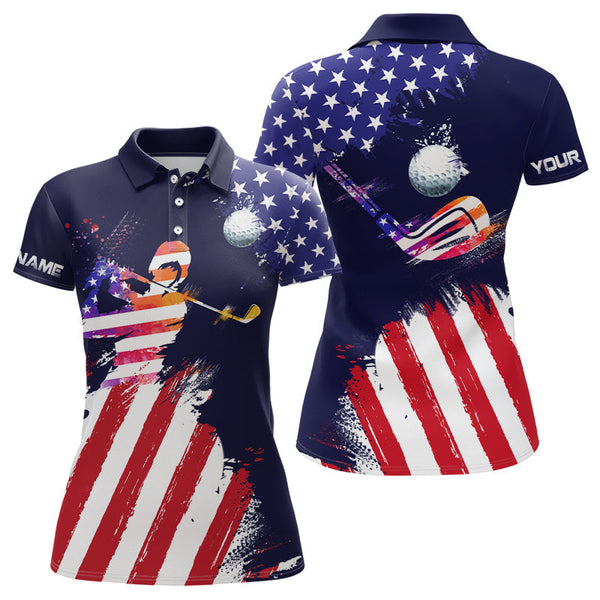 Max Corners Watercolor American Flag Customized Name 3D Golf Polo Shir ...