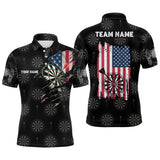 MaxCorners Darts American Flag Retro Patriotic Customized Name 3D Polo Shirt For Men