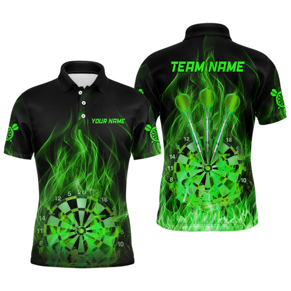 Green Fire Flame Dartboard Mens Darts Polo Shirt