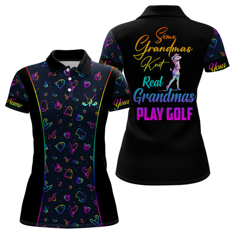 Max Corners Some Grandmas Knit Real Grandmas Play Golf Customized Name 3D Golf Polo Shirt For Women