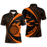 Max Corners Orange Fire Flame Customized Name 3D Darts Polo Shirt For Men