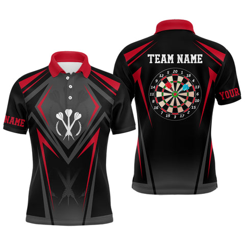 Maxcorners Red Black Sporty Personalized Darts Polo Shirt Custom Men Darts Shirt Cool Dart Jerseys
