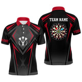 Max Corners Red Black Sporty Customized Name 3D Darts Polo Shirt For Men