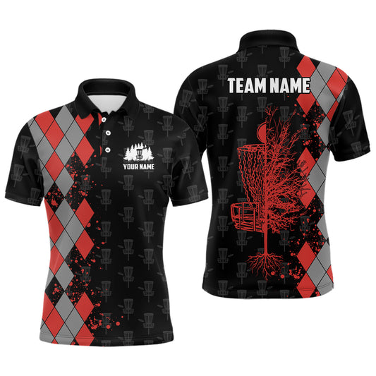 Maxcorners Personalized Argyle Pattern Disc Golf Mens Polo Shirt Custom Disc Golf Shirts For Men Golf Gifts MT0510
