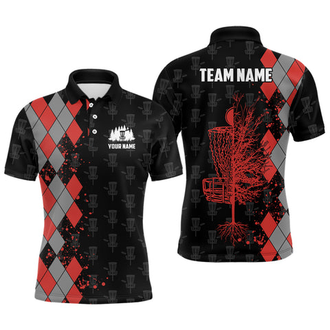 Maxcorners Personalized Argyle Pattern Disc Golf Mens Polo Shirt Custom Disc Golf Shirts For Men Golf Gifts MT0510