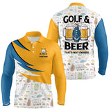 Maxcorners Golf & Beer That'S Why I'M Here Golf Icons Seamless  Customized Name 3D Polo Shirt Unisex