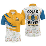 Maxcorners Golf & Beer That'S Why I'M Here Golf Icons Seamless  Customized Name 3D Polo Shirt Unisex