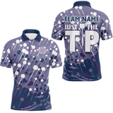 Max Corners Navy Purple Just The Tip Customized Name 3D Darts Polo Shirt For Men