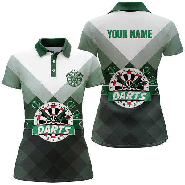 Maxcorners Personalized Gradient Green Geometric Pattern Darts Polo Shirt Dart Jersey