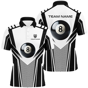 Maxcorners Billiards White Black 8 Ball Personalized Name 3D Shirt