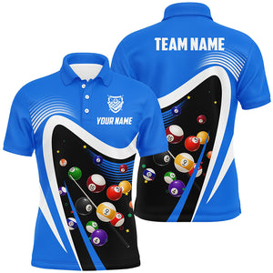 Maxcorners Blue Sport Billiard Balls Personalized Name 3D Shirt