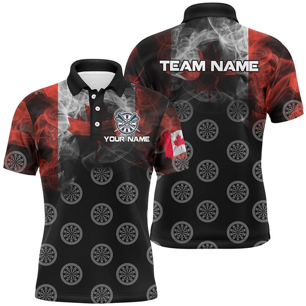 MaxCorners Darts Smoke Canada Flag Dart Customized Name, Team Name 3D Polo Shirt For Men