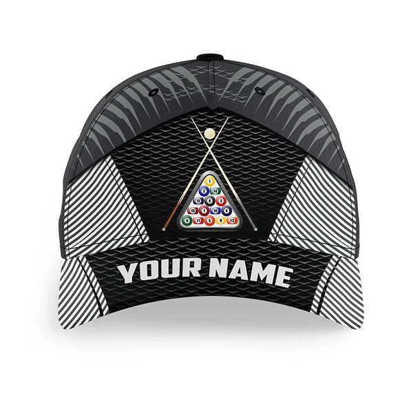 Maxcorners Billiard 8 Ball Pool Sport Black Personalized Name 3D Cap