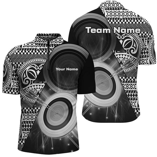 Maxcorners Personalized Tribal White Black Target Archery Polo Shirts For Men Custom Archery Team Jerseys