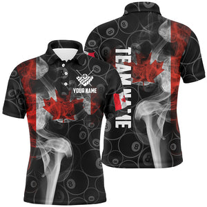 Maxcorners Billiard  Vintage Smoke Canadian Flag Personalized Name 3D Shirt